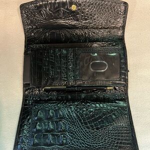 Used Brahmin black soft leather checkbook wallet